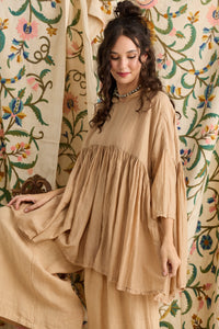 Shalimar Silk/cotton top. Caramel