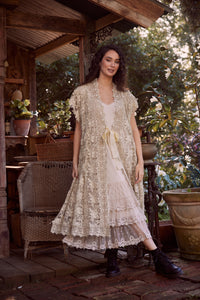 Empress Lace Coat. Stone