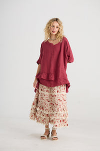 Perdita floral skirt. Red Rose