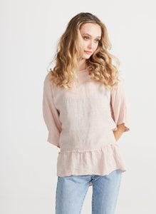 Priscilla linen top. Blush