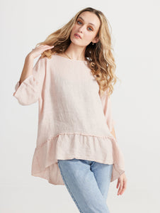 Priscilla linen top. Blush