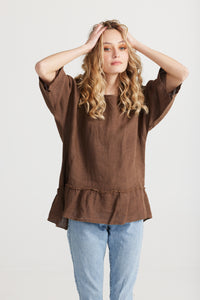 Priscilla linen top.  Tobacco