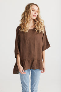 Priscilla linen top.  Tobacco