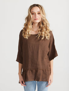 Priscilla linen top.  Tobacco