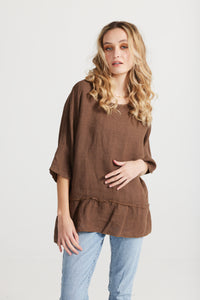 Priscilla linen top.  Tobacco