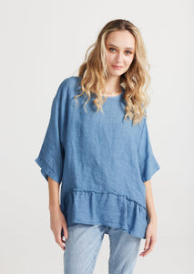 Priscilla linen top. Denim