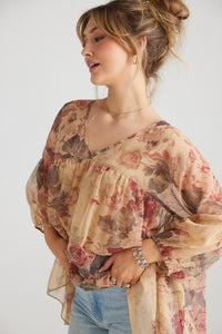 Ariel chiffon blouse. Antique Rose