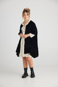 Florentine Velvet Coatdress. Ebony