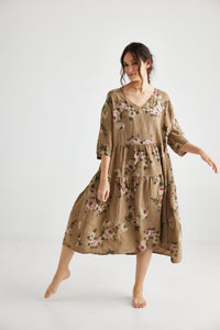 Stella Linen dress. Olive Branch