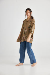 Teddie Floral linen shirt. Olive Branch