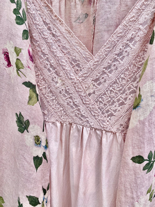 Blossomtime cotton & lace slip dress. Dusty Rose