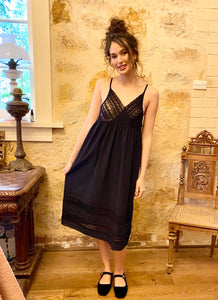 Blossomtime cotton and lace slip. Black