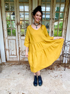 Stella Linen Dress. Sunflower