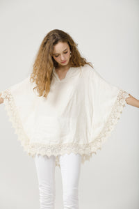 Amalfi linen top. Cream