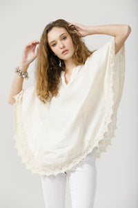 Amalfi linen top. Cream