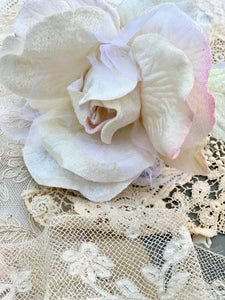 Millinery Velvet & Organza rose. Cream