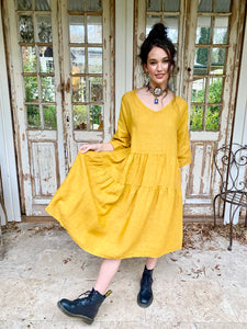 Stella Linen Dress. Sunflower