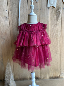 Twinkle Twinkle Little Star baby dress with matching bloomers. Cherry Red