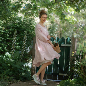 Clarissa Linen dress. Blush Pink