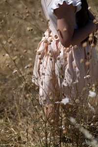 Linen and lace childs pinafore dress