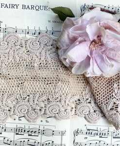 Vintage rose lace. Pale antique