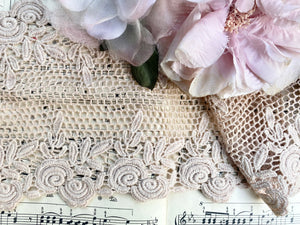 Vintage rose lace. Pale antique