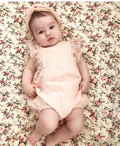 Rosebud Baby Romper. Cream