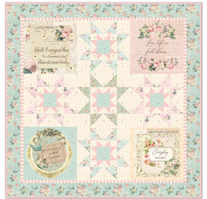 Rose & Violet`s Garden Fabric. Script Panel.