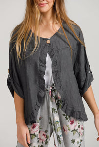 Fifi linen Jacket. Charcoal