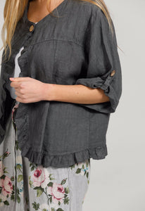 Fifi linen Jacket. Charcoal