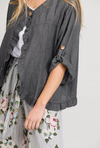 Fifi linen Jacket. Charcoal