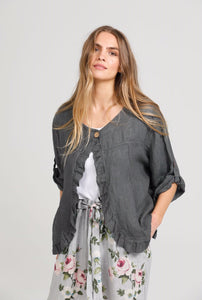 Fifi linen Jacket. Charcoal