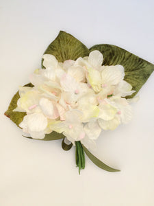 velvet hydrangea posy. velvet flower posy. velvet blossoms. millinery supplies.