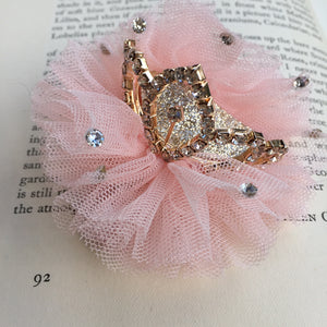 tulle diamante Princess crown clip / baby band  pink.