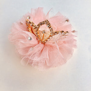 tulle diamante Princess crown clip / baby band  pink.