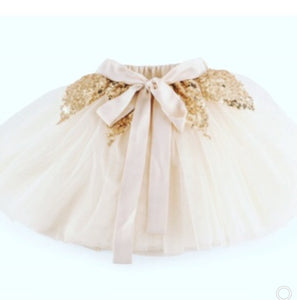 SEQUIN tutu skirt . pink and cream