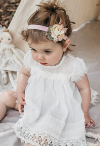 Sugar Plum Baby Heirloom dress. Blush Pink