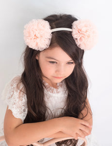 Pom-Pom Headband. Pink. Cream.