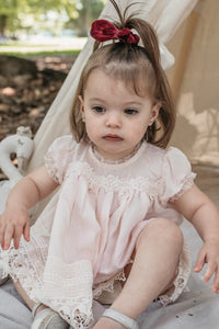 Sugar Plum Baby Heirloom dress. Blush Pink