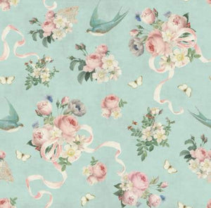 Rose and Violet`s Garden fabric. Songbird.