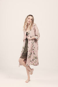 Abigail Floral Coat dress. Blush Pink