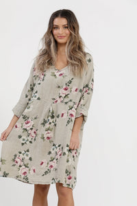 Amelia Floral Linen dress . Seamist