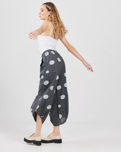 Lulu linen pants. Polka dot charcoal.