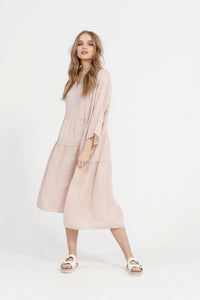 Stella Linen dress. Blush