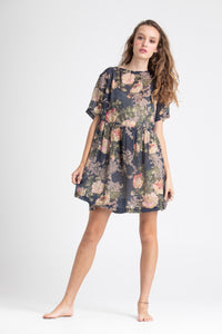 Baby Doll floral dress. Dark Blue Rose