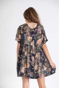 Baby Doll floral dress. Dark Blue Rose