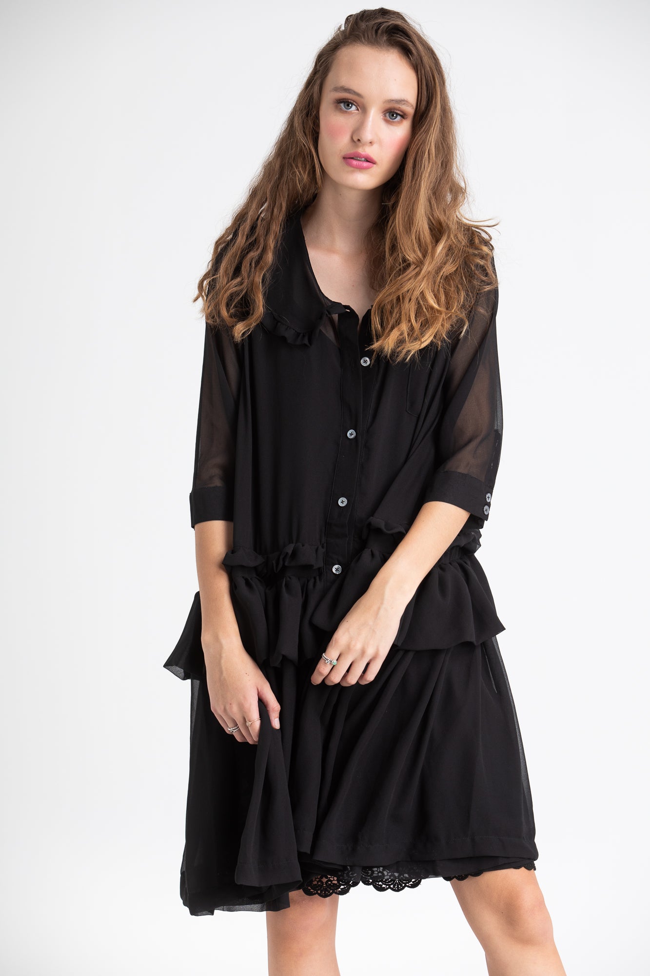 Black 2024 chiffon coat