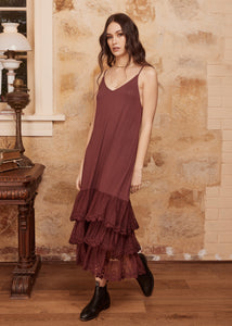 Evangeline lace slip/dress. Bordeaux