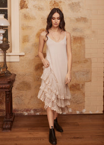 Evangeline lace slip/dress. Stone