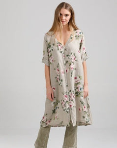 Abigail Floral linen coatdress.  Seamist